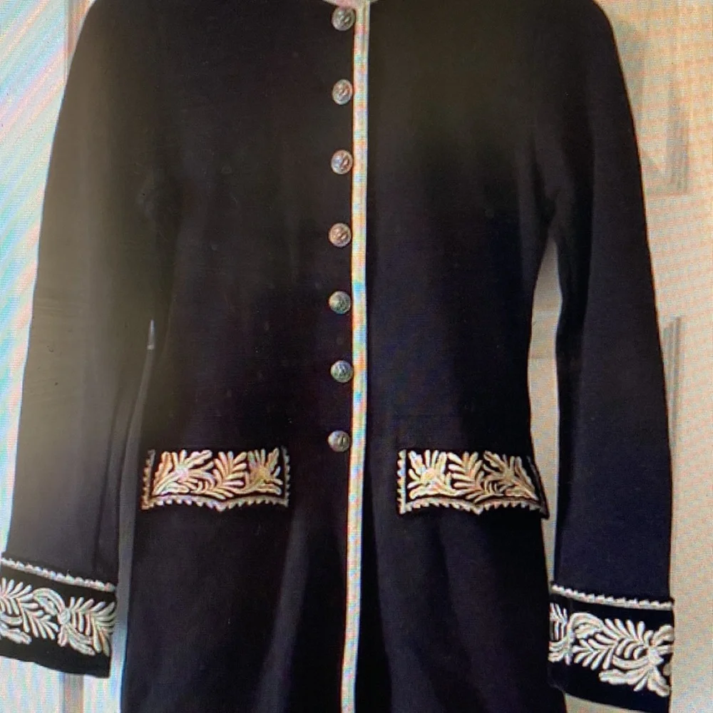 Denim & Supply Ralph Lauren Black Coat with White Trim - Picture 3 of 13